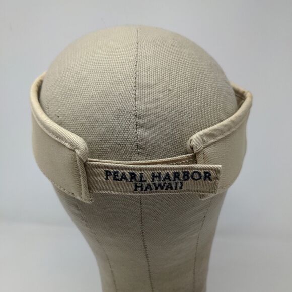 USS Arizona Men's Strapback Visor Hat Pearl Harbor Hawaii Tan Embroidered - Picture 8 of 12